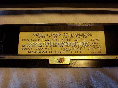 56 Band 17 Transistor - 4 Band 17 Transistor FW-23 ; Sharp; Osaka (ID = 1449101) Radio