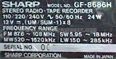 GF-8686H ; Sharp; Osaka (ID = 621008) Radio