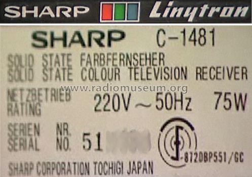 Linytron C-1481; Sharp; Osaka (ID = 662880) Television