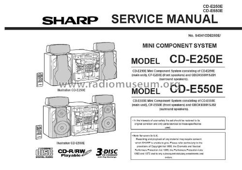 Mini Component System CD-E250E; Sharp; Osaka (ID = 2867331) Radio