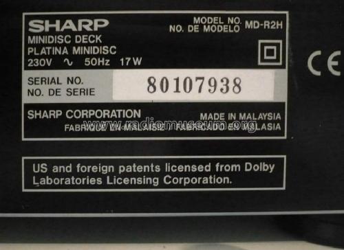 Minidisc Deck MD-R2; Sharp; Osaka (ID = 1536679) R-Player