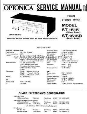 Optonica Stereo Tuner ST-1515; Sharp; Osaka (ID = 2253326) Radio