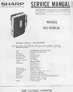 Portable Cassette Tape Recorder RD-428UA; Sharp; Osaka (ID = 1716418) Reg-Riprod