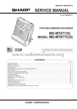 Portable Minidisc Recorder MD-MT877; Sharp; Osaka (ID = 1924092) R-Player