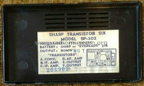 Six Transistors BP-302; Sharp; Osaka (ID = 2656838) Radio