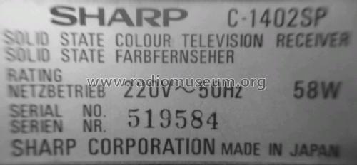 Solid State Colour TV C-1402SP; Sharp; Osaka (ID = 1295577) Television