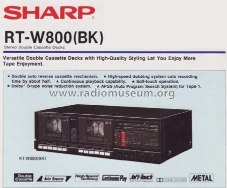 Stereo Cassette Deck RT-W800; Sharp; Osaka (ID = 1716416) R-Player