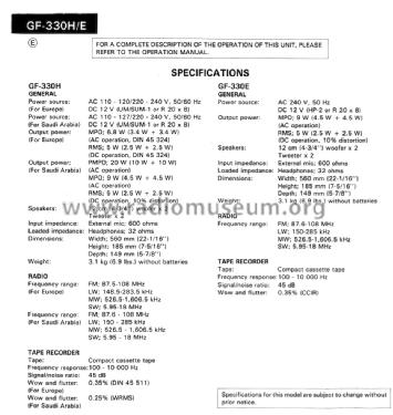 Stereo Radio Cassette Recorder GF-330E; Sharp; Osaka (ID = 1715892) Radio