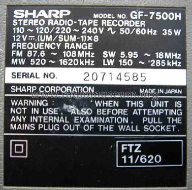 Stereo-Radio Tape-Recorder GF-7500H; Sharp; Osaka (ID = 519417) Radio