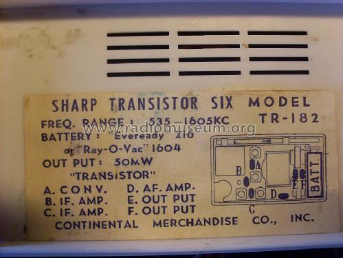 Transistor Six TR-182; Sharp; Osaka (ID = 1237017) Radio