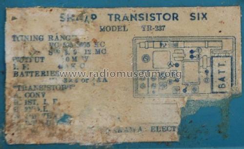 Transistor Six TR-237; Sharp; Osaka (ID = 1793925) Radio