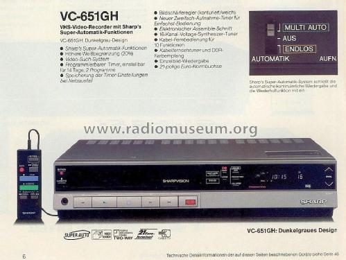 Video Cassette Recorder VC-651GH; Sharp; Osaka (ID = 1738235) R-Player