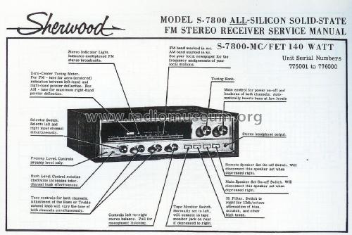 All-Silicon AM-FM Receiver S-7800; Sherwood, Chicago (ID = 1809089) Radio