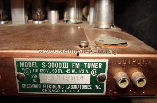 FM/MX Stereo Tuner S-3000 III ; Sherwood, Chicago (ID = 1959279) Radio