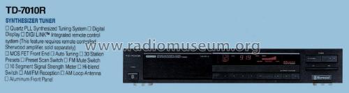 Stereo AM/FM Tuner TD-7010R; Sherwood, Chicago (ID = 1848745) Radio