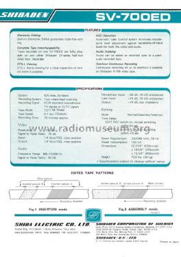 Video Taperecorder SV-700ED; Shibaden, Shiba (ID = 2464009) R-Player