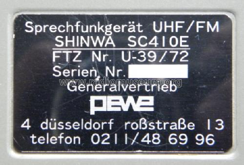 UHF Transceiver Sprechfunkgerät UHF/FM SC410E; Shinwa Tsushinki Co. (ID = 1480878) Commercial TRX