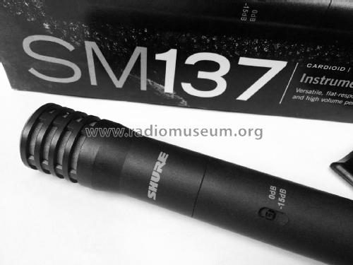 Cardioid Condenser Microphone SM137; Shure; Chicago, (ID = 2676490) Microphone/PU