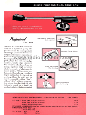 Professional tone arm - Tonearm M232; Shure; Chicago, (ID = 3007225) Misc