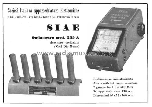 Ondametro - Grip Dip Meter 235 A; SIAE; Milano (ID = 3071060) Equipment