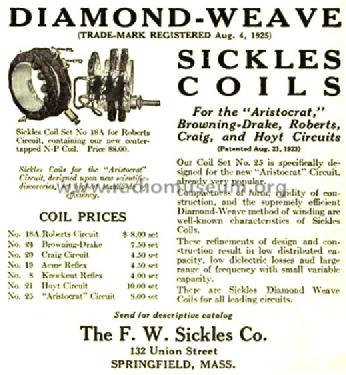 Diamond-Weave Coils ; Sickles, F.W. Co.; (ID = 1385408) Radio part