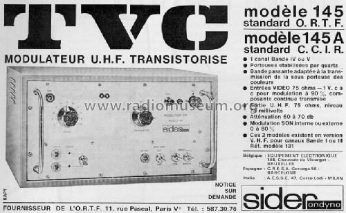 Modulateur Uhf 145a Commercial Tr Sider Ondyne Societ