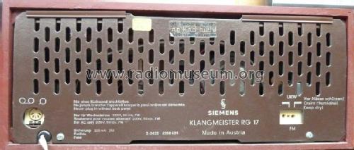 Klangmeister RG17 Ch= 28 336; Siemens-Austria WSW; (ID = 1221407) Radio