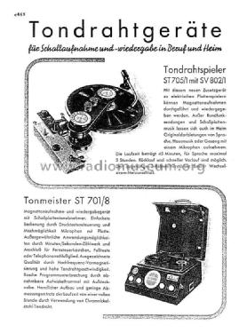 Tondrahtspieler ST705/1; Siemens-Austria WSW; (ID = 1185734) Reg-Riprod