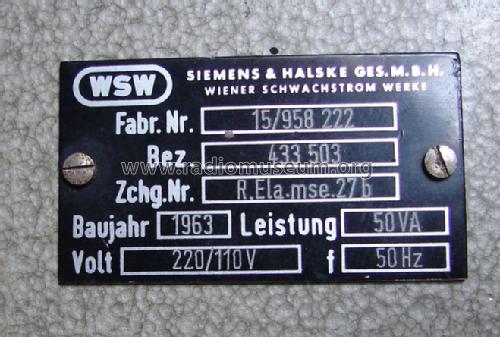 Vielfachmessgerät ; Siemens-Austria WSW; (ID = 436063) Equipment