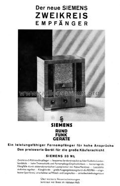 33 WL; Siemens & Halske, - (ID = 3106595) Radio