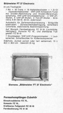 Bildmeister FT 27 Electronic; Siemens & Halske, - (ID = 2806077) Television