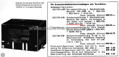 Gemeinschafts-Antennenverstärker SAV 571 bW; Siemens & Halske, - (ID = 2711997) RF-Ampl.