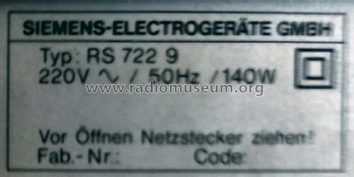 Stereo Cassette Receiver RS722 9; Siemens & Halske, - (ID = 2979611) Radio