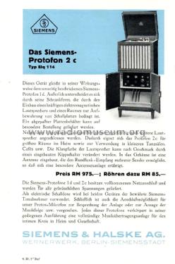 Protofon 2c Elq114; Siemens & Halske, - (ID = 2824335) Radio