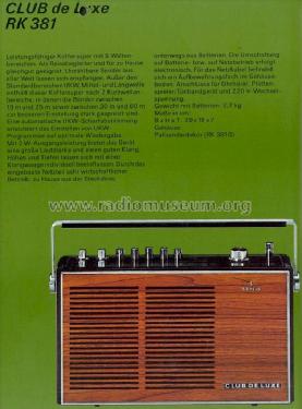 CLUB de Luxe RK381 ; Siemens & Halske, - (ID = 566782) Radio