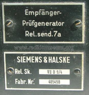 Empfänger Prüfgenerator Rel. send. 7a; Siemens & Halske, - (ID = 604745) Ausrüstung