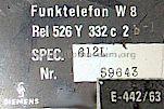 Funktelefon W8 Rel 526 Y 332 c 2; Siemens & Halske, - (ID = 617829) Telefonia
