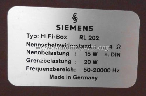 HiFi-Box RL202; Siemens & Halske, - (ID = 2085351) Speaker-P