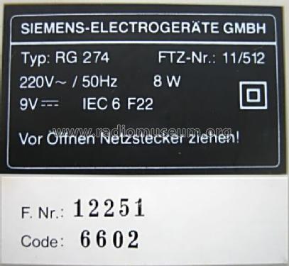 Interfunk RG- 274; Siemens & Halske, - (ID = 954841) Radio