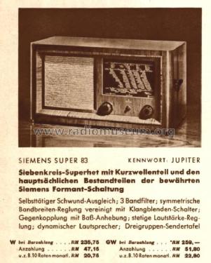 Jupiter 83W; Siemens & Halske, - (ID = 493660) Radio