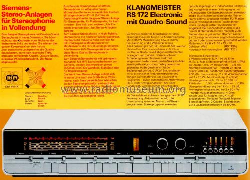 Klangmeister Electronic RS172; Siemens & Halske, - (ID = 2610050) Radio