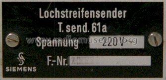 Lochstreifensender T.send.61a; Siemens & Halske, - (ID = 617326) Misc