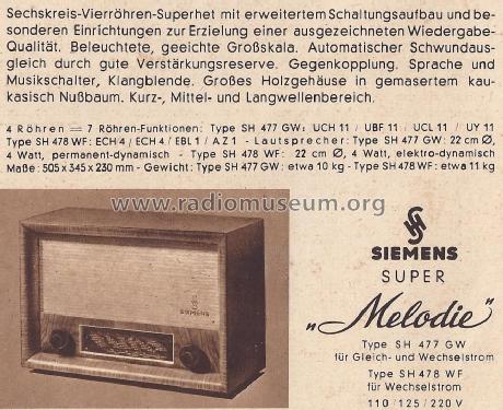 Melodie SH478WF; Siemens & Halske, - (ID = 1560557) Radio