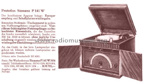 Protofon P141W604; Siemens & Halske, - (ID = 1335653) Radio