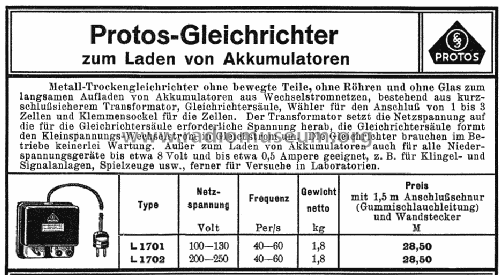 Protos- Gleichrichter L1702; Siemens & Halske, - (ID = 1678426) Strom-V