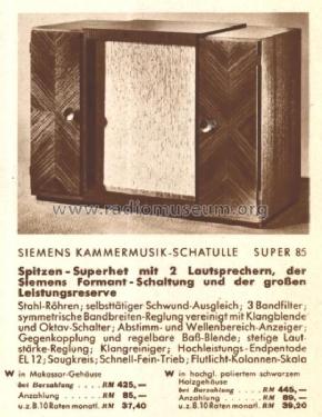 Kammermusik-Schatulle 85W; Siemens & Halske, - (ID = 493662) Radio