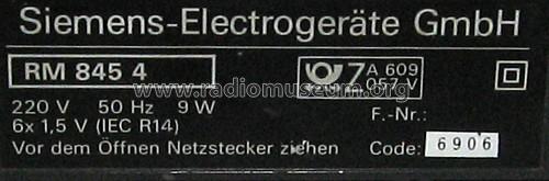 Stereo Radiorecorder RM845; Siemens & Halske, - (ID = 933521) Radio