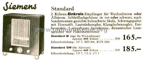 Zweiröhren Standard 520GWL; Siemens & Halske, - (ID = 2554127) Radio