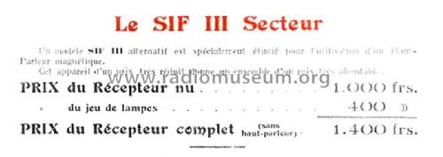 SIF III Secteur ; SIF S.I.F., Société (ID = 2355437) Radio