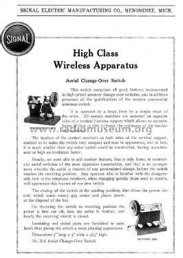 Aerial Change-Over Switch No. R-6; Signal Electric Mfg. (ID = 2537510) Amateur-D